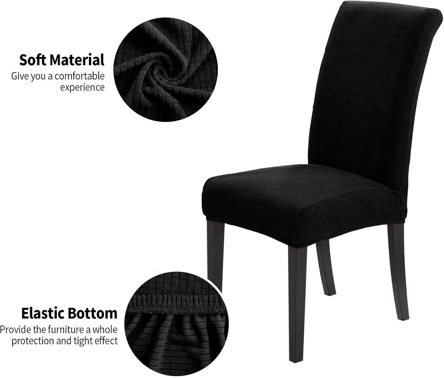 Joccun Chair Covers for Dining Room Set of 8, Dining Chair Slipcovers Stretch Dining Room Chair Covers Seat Protector,Washable Parsons Chair Cover for Home,Hotel,Banquet(Black,8 Pack)