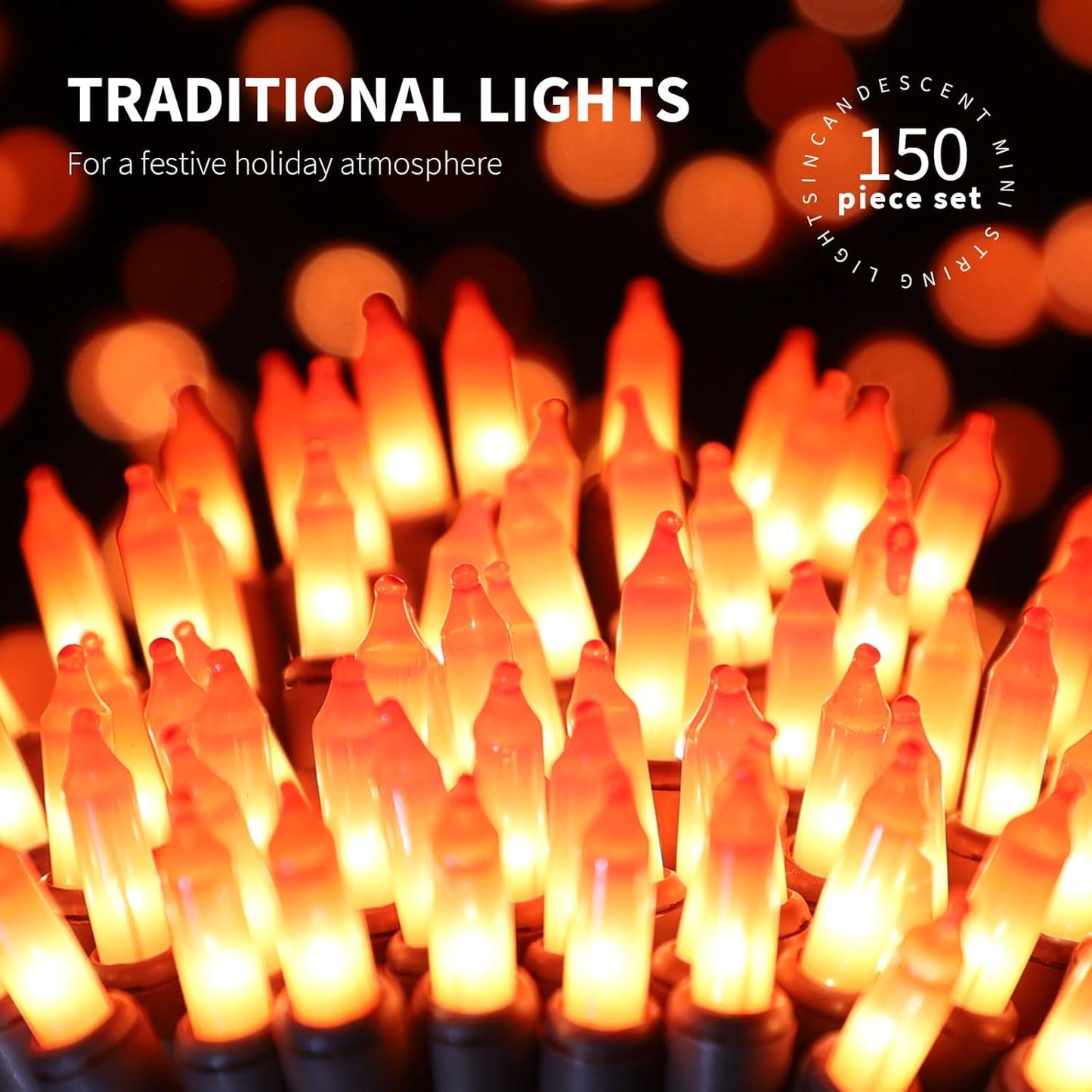 150LIGHTS Orange Extra-Bright with End Connectors Halloween Decorative Lights 9.72m UL Certified Mini String Light Set Waterproof for Halloween Home Garden Christmas Tree Party Patio Wedding