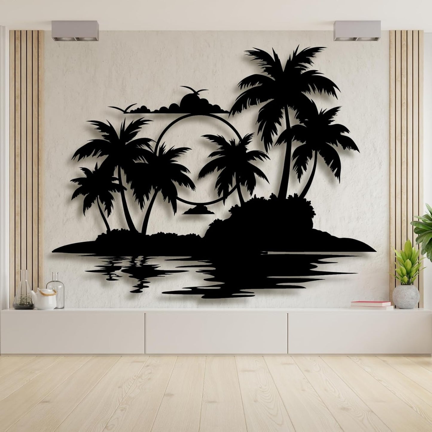Palm Tree Metal Wall Decor,Palm Tree Metal Wall Art,Metal Palm Tree,Metal Palm Tree Wall Decor,Tropical Metal Wall Art,Beach Wall Decort,Metal Wall Decor (style 2,white,39 L" x 31 W" / 100 x 78 cm)