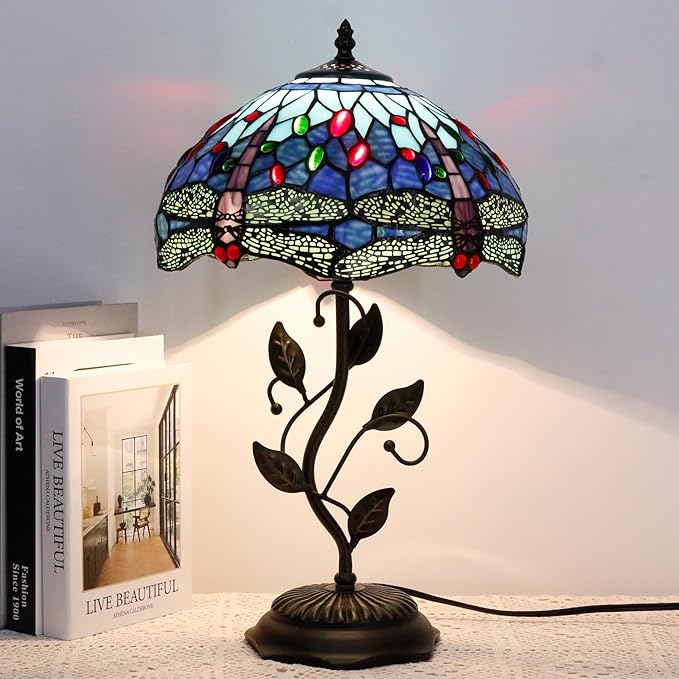 Table Lamp Base Replacement Only, Wide 6 Height 20 Inch, Fit for 8, 10, 12 Inch Tiffany Style Stained Glass Lampshade, Dark Bronze Finish,Resin, Push Switch On Cord(N (W6H20 Inch))