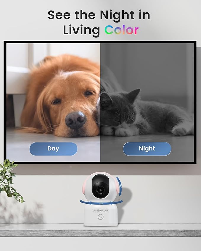 2K 3MP Security Camera Indoor Wireless, 360° Cameras for Home Security Indoor with Motion Detection, Pet Cam with Phone App, Baby Monitor-Night Vision, One-Touch Call, 2-Way Talk, Works with Alexa