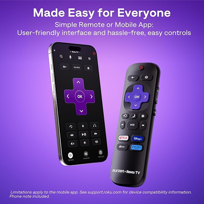 Aurzen Roku TV Smart Projector with Wifi and Bluetooth, Roku Streaming Experience Built-in, 1080P FHD, Dolby Audio, Auto Focus & Keystone, Zoom, Movie Portable Outdoor Mini Projector, Silver