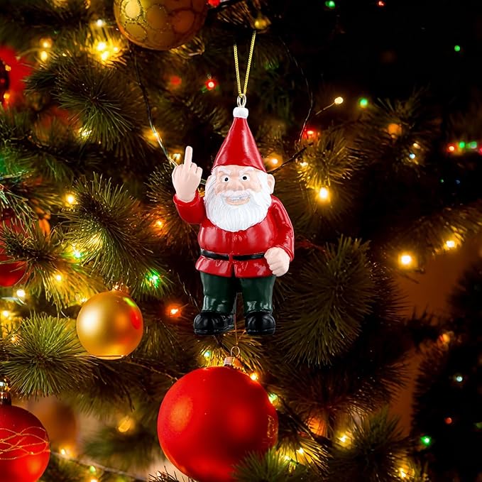 PETCEE Gnome Ornament - Naughty Gnome Funny Christmas Ornaments for Adults Inappropriate Christmas Tree Ornament Decorations Holiday Gnome Home Decor White Elephant Keepsake Gifts for Adults Friends