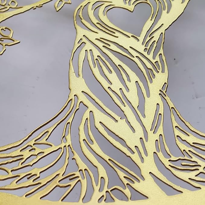 Metal Wall Decor, Tree Art Wall Sculpture, Metal Wall Art Hanging for Living Room Bedroom Indoor Outdoor, Laser Cut Rustic Black Tree of Life, 12 Inches (30 CM) (Gold, Small)