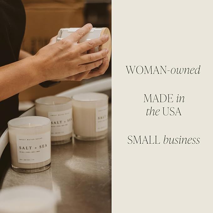Sweet Water Decor Pink Grapefruit Scented Candles - Soy Candles with Grapefruit, Musk & Cedar for Home Decor - Candle Wax with 50 Hours Burn Time - 11Oz Wood Lid White Jar Candles for Home Scented