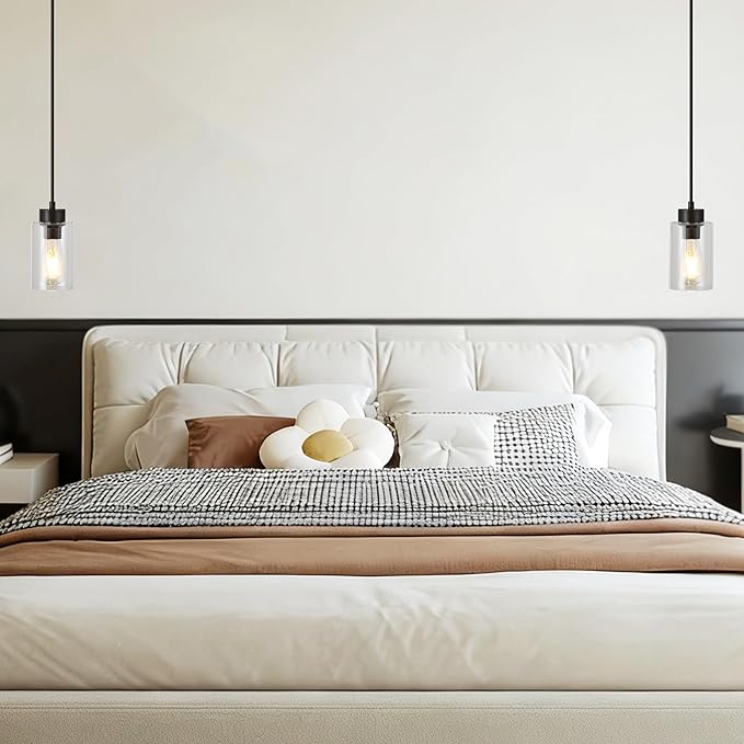 Glass Pendant Lights Kitchen Island, Oil Rubbed Bronze Kitchen Pendant Lighting Over Island, Hanging Light Fixtures Modern Pendant Lights for Hallway Entryway Bedroom Dining Room