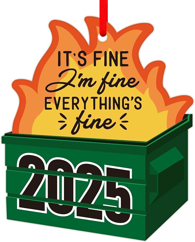 PETCEE Dumpster Fire Funny Christmas Ornaments 2025 - Hilarious Funny Acrylic Christmas Decor Unique Inappropriate Gifts for Adults Family Friends Coworkers Novelty 2025 Christmas Ornaments