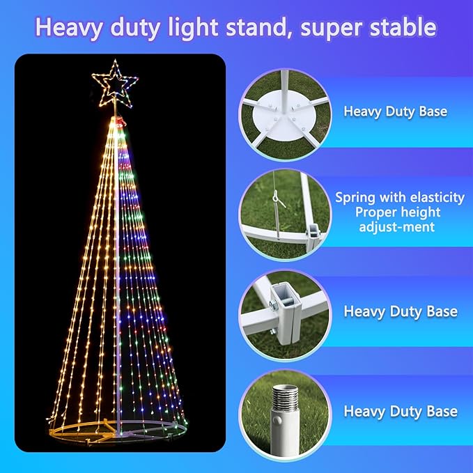 12FT Outdoor Lighting Christmas Tree 650 LED Light Show Christmas Tree with 8 Modes Timer Remote,Tall Star Topped Artificial Christmas Trees Arbol de Navidad for Porch Yard Patio Indoor