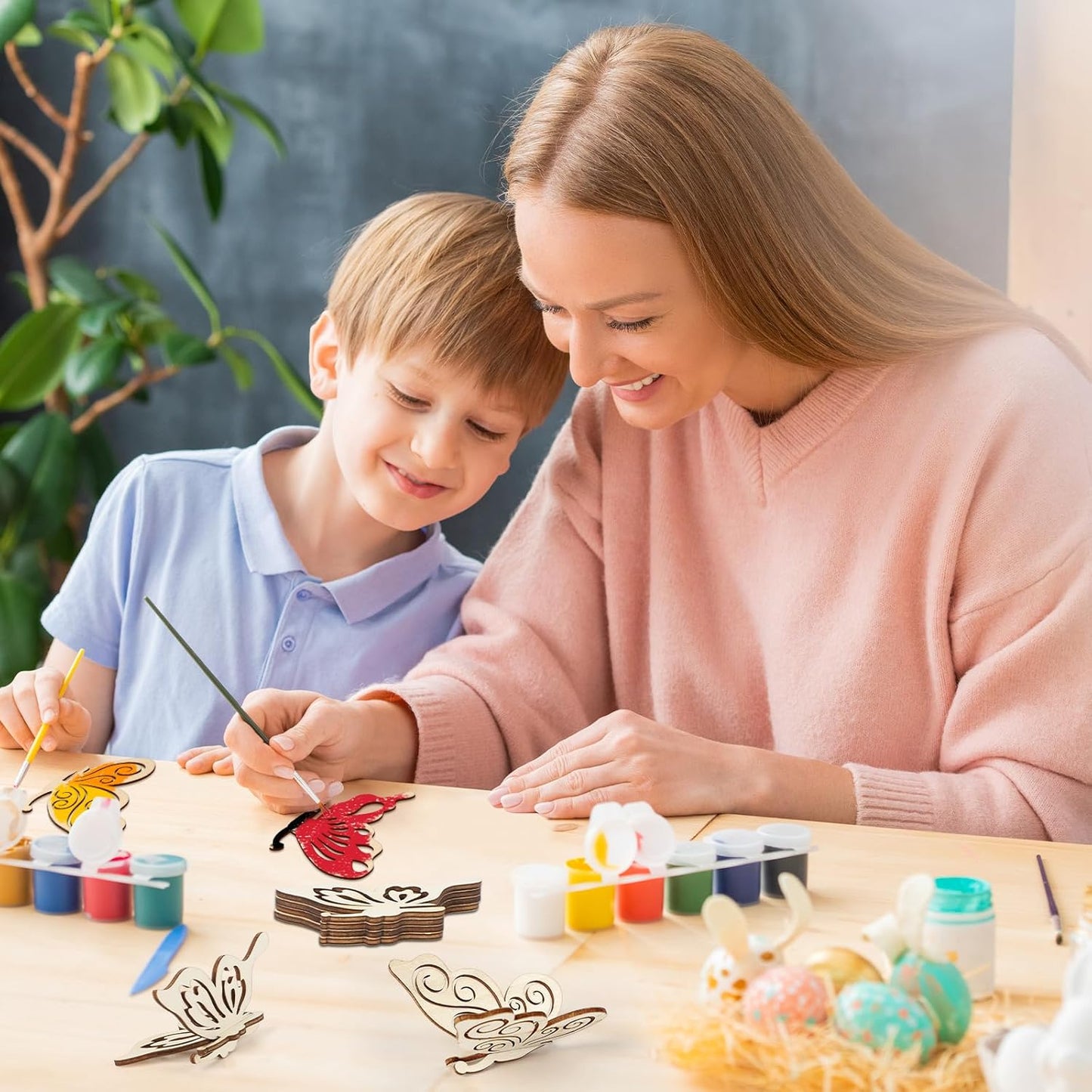 COCHIE DIY 3D Spring Butterfly Wood Crafts to Paint for Kids Adults, Paintable Unfinished Wooden Slices for Craft, Butterflies Cutouts Ornaments for Painting Decorations (24 PCS)