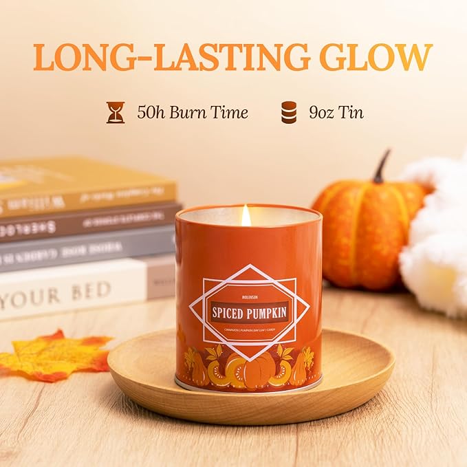 Fall & Winter Candle Gift Set – 36oz (4×9oz) Soy Candles with Cozy & Warm Seasonal Scents – Pumpkin Spice, Cinnamon Clove, Apple Pie, Hello Fall – Christmas, Holiday & Birthday Gifts