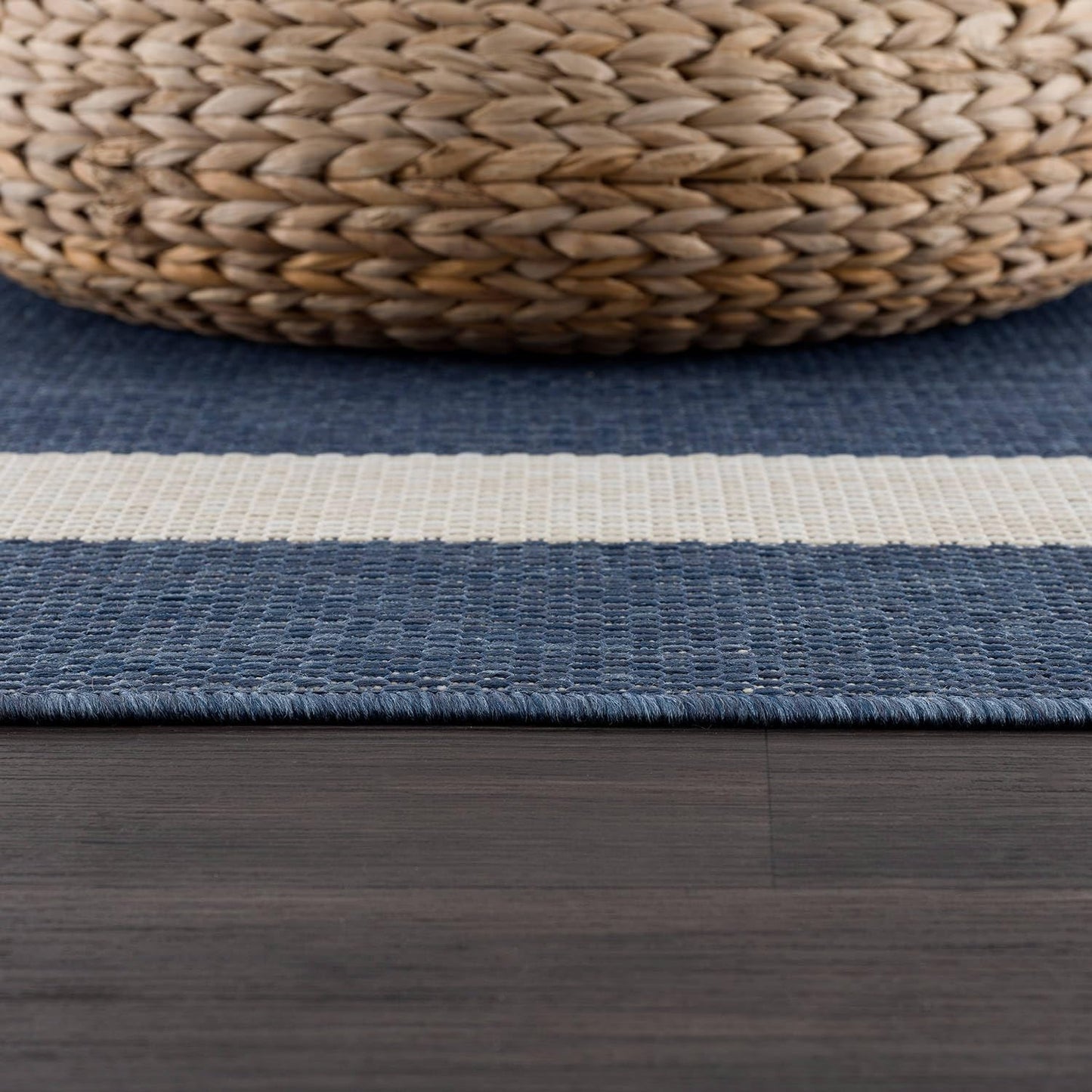 CAMILSON Outdoor Rug 10x14, Large Modern Outside Rugs for Patios Porches Waterproof Durable Washable Non-Shedding, Easy-to-Clean Indoor Outdoor Area Carpet (10 x 14, Bordered - Blue/White)