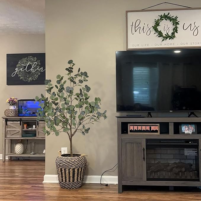 Aveyas 5ft Artificial Eucalyptus Tree for Home Decor, 5 Feet Large Faux Floor Plant Fake Silk Trees with Pot for Indoor Outdoor House Living Room Office (5 ft Tall)
