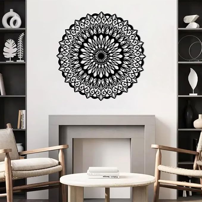 EANHIPE Metal Mandala Wall Art, Mandala Metal Wall Decor, Flower Of Life Wall Decor, Lotus Flower Wall Art, Buddhist Lotus Wall Hanging, Meditation Decoration, Yoga Room (White, 31"x31"/80x80cm)