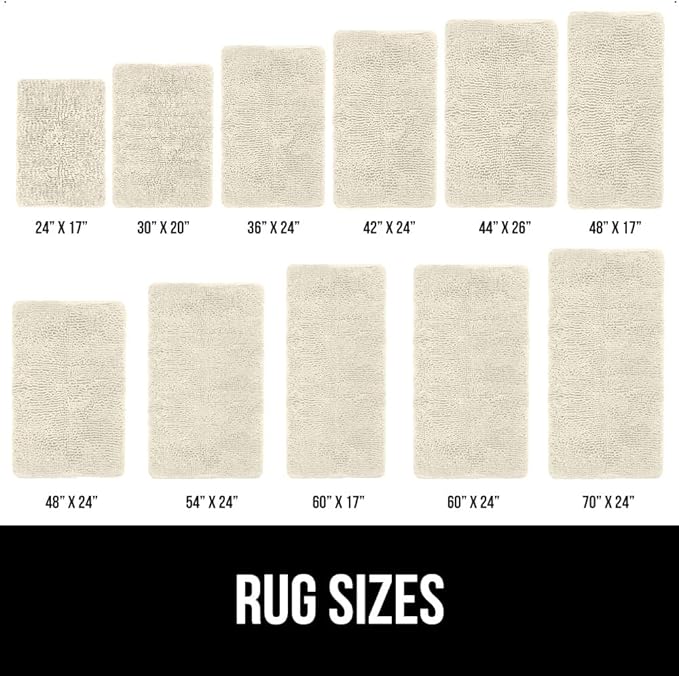 GORILLA GRIP Bath Rug Mat, Thick Soft Absorbent Chenille, Quick Dry Microfiber Mats, Rubber Backing Washable Shower Floor Rugs, US Designed Bathroom Bathmat Home Decor 24x17, Dusty Cloud