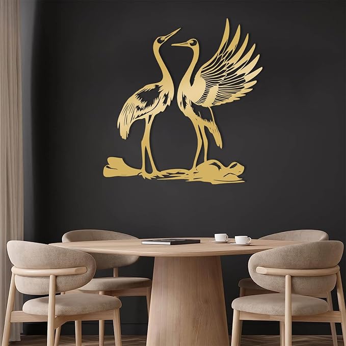 Cranes Metal Wall Art, Crane Birds Metal Decor, Sandhill Cranes Wall Art, Bird Metal Wall Decor, Wildlife Nature Wall Art, Animal Wall Decor, Livingroom Decor, Housewarming Gift (Black, 24"x23"|60x57cm)