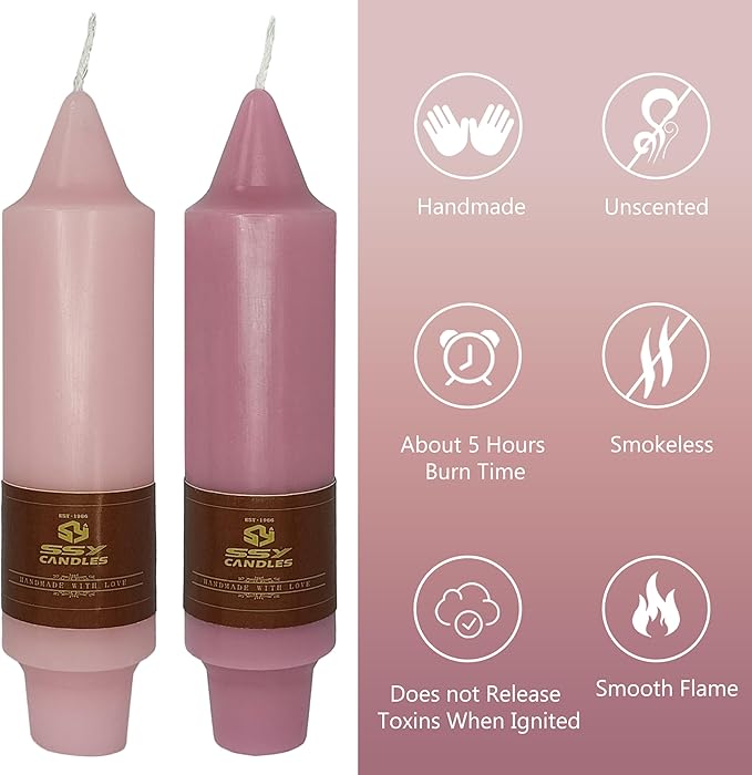5 Inch Short Taper Candles Unscented Handmade Set of 4 Smokeless Candle Sticks Tapered Candles for Dinner Wedding Yoga Decoration(Gradient Pink)