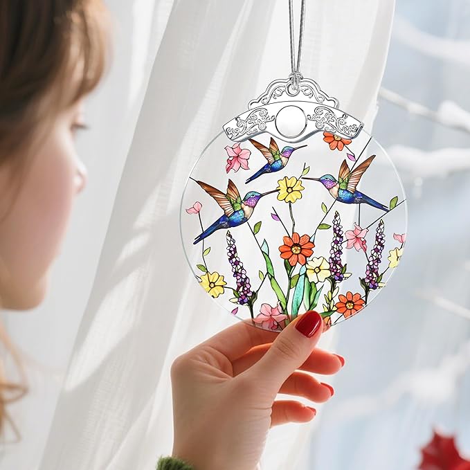 Christmas Ornaments: Stained Glass Ornament, Christmas Tree Ornament, Hanging Ornaments for Home Decor & Xmas Tree Decorations – Exquisite Holiday Decor, Gifts & Holiday Present - Hummingbirds