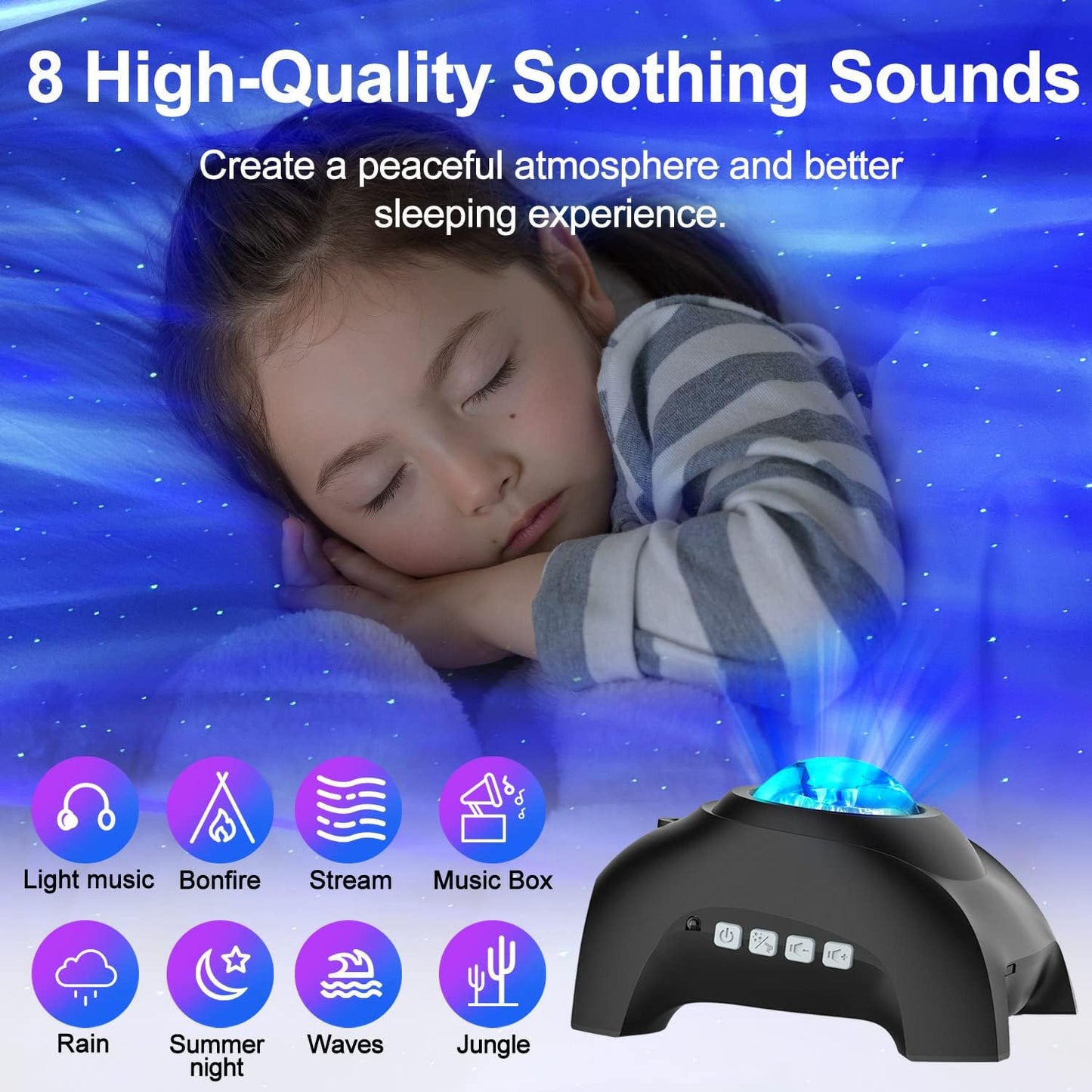Star Projector, Northern Galaxy Aurora Lights Projector with 33 Light Effects Bluetooth Speaker & White Noise, Remote Control Night Light for Bedroom, Room Decor, Party, Gift for Kids Adults