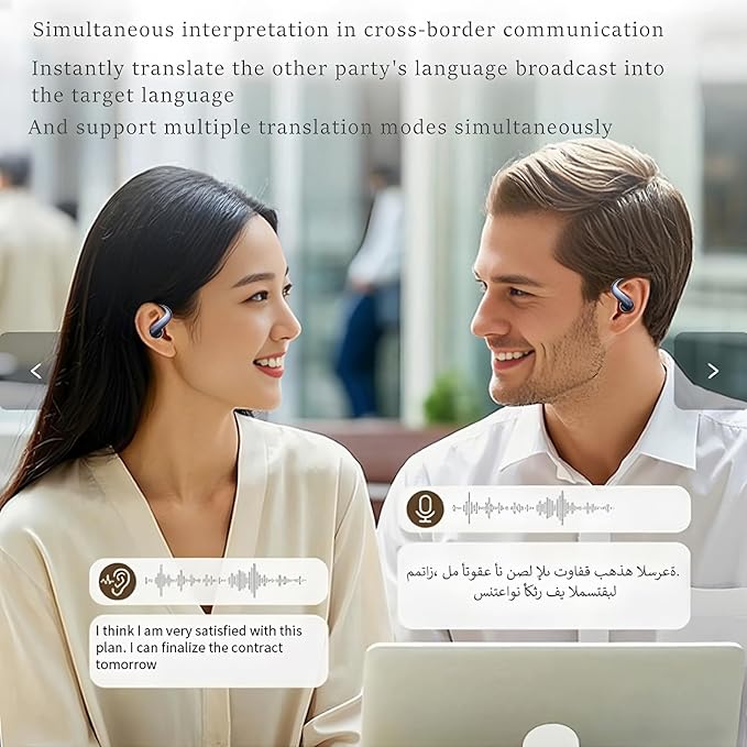 4-in-1 Latest AI Bluetooth translation Earbuds,Real-time Translator‌ of 164 world languages/no subscription required; Powerful bass+Composite frequency response,Superior sound quality meets innovation