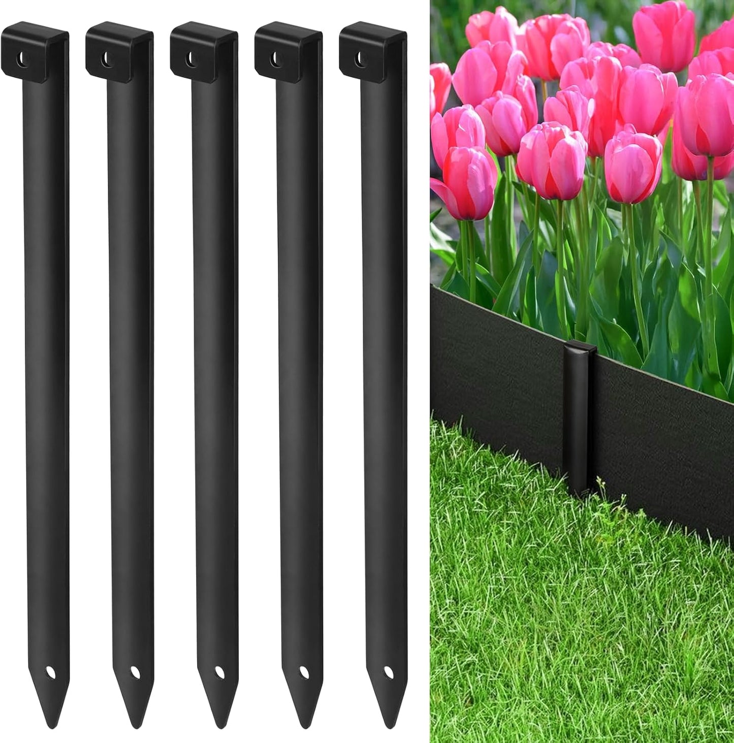 Landscape Edging Metal Stakes - 20 Pcs, 10 Inch Garden Landscape Stakes, High Carbon Steel Landscape Anchoring Stakes for Flowerbed Edging, Outdoor Tent and Landscape Edging Coil