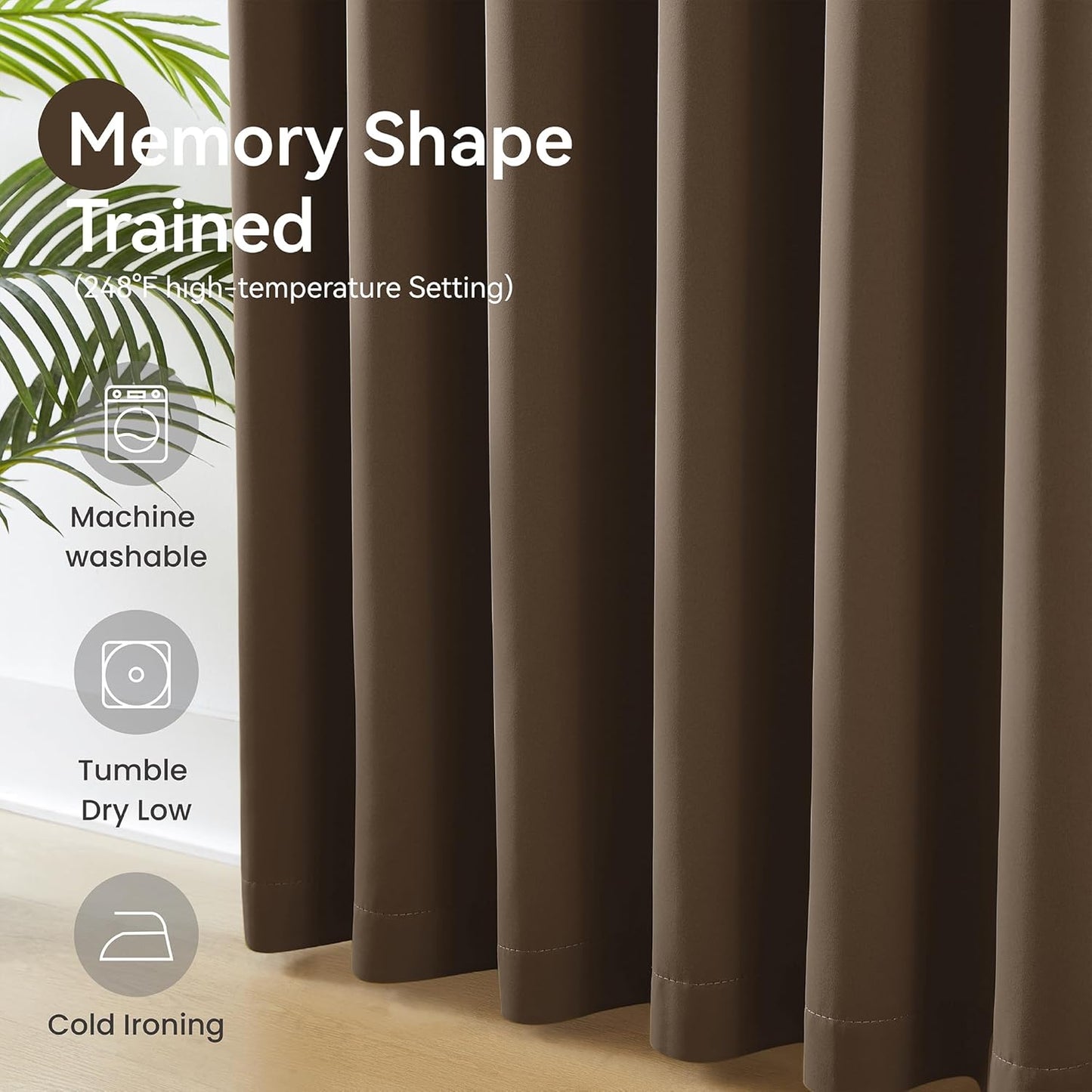 KangBang Dark Brown Blackout Pinch Pleat Curtains 96 Inches Long for Bedroom, Custom Made Pinch Pleated Memory Trained Window Drapes for Living Room Office with Hooks 2 Panels,40”Wx96”L