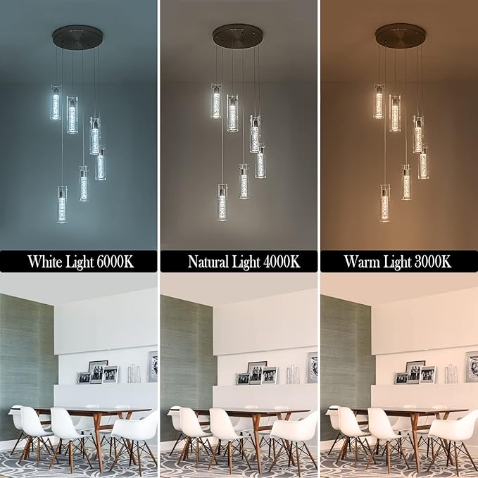 Pendant Lights Kitchen Island Brushed Nickel, Dimmable LED Pendant Light Fixtures with Remote, Modern Kitchen Pendant Lighting Over Island for Dining Room & Bar Counter 3000K-6000K