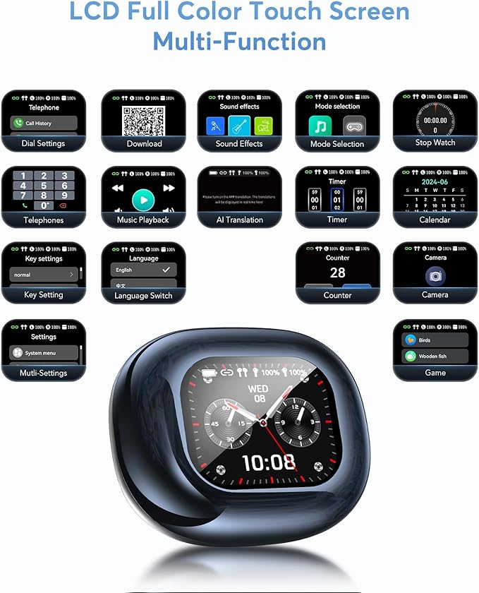 AI Translation with LCD Touch Screen, Real-Time Translator for 144 Languages & Accents, Perfect for Travel, Business & Learning, Sapphire Blue