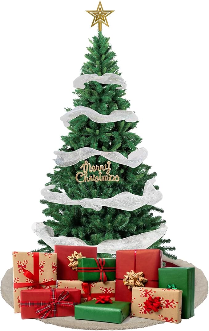 PLKO 10FT Artificial Holiday Christmas Tree，Artificial Christmas Tree Xmas Pine Tree with Stand and Soft Green Branch for Holiday Indoor Outdoor,2100Tips(Green)
