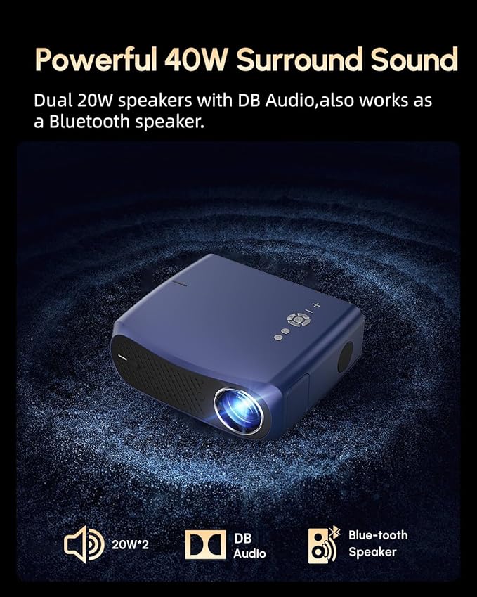 4K HDR Smart Projector with Android TV, DB Audio, Auto Focus, 2200ANSI High Brightness WiFi Bluetooth, HDMI ARC, Low Latency, 6D Keystone,Wireless for Home Theater Movie Gaming Presentation
