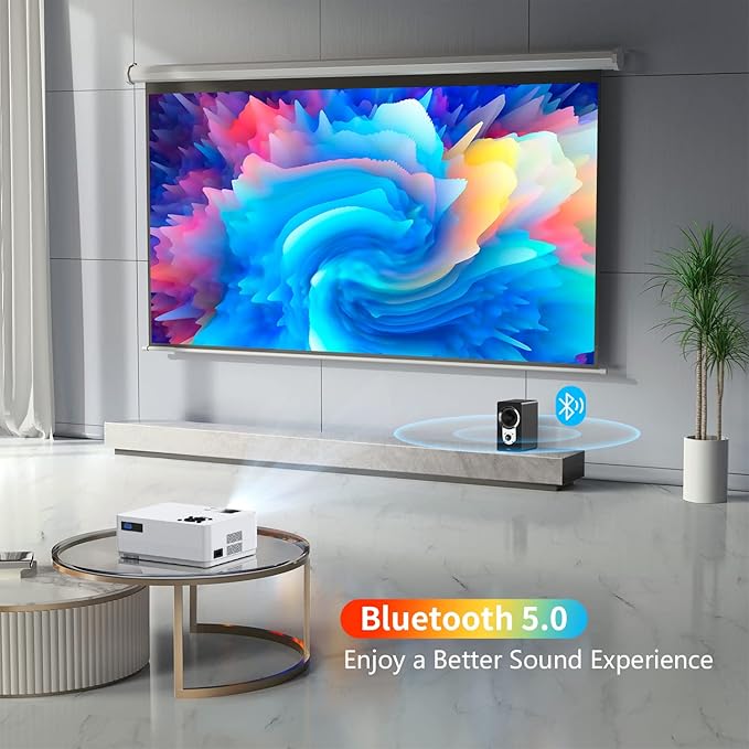 Projector with 5G WiFi and Bluetooth, Native 1080P Projector, Full HD 18000LM Movie Projector, 100" Display Home Theater, Compatible with Phone/Laptop/TV Stick (White, Projector Bag Included)