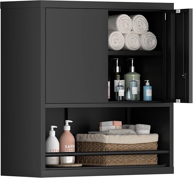 Garage Storage Cabinets,Metal Wall Storage Cabinet with Shelves,Locking Cabinet for Workshop,Warehouse,Home Office,Kitchen