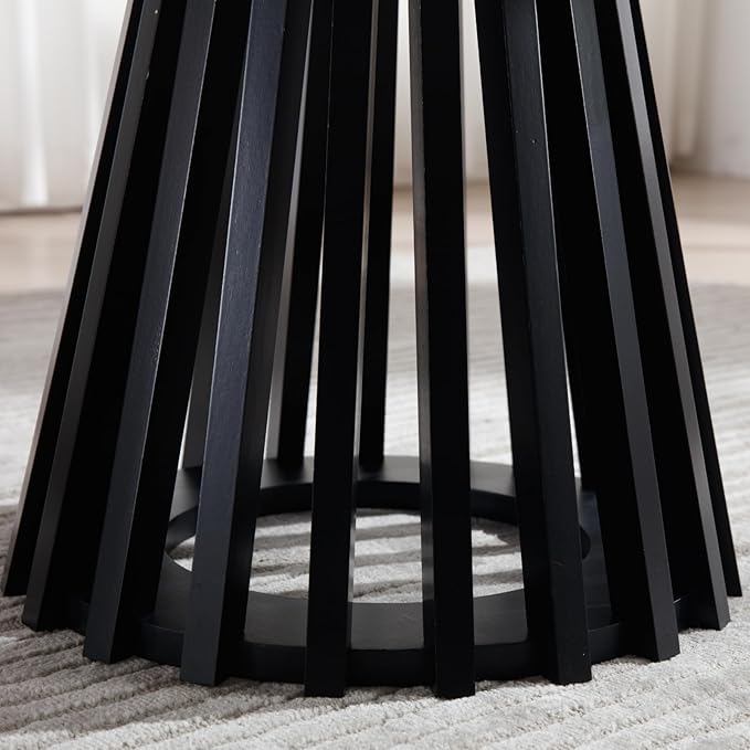 Round Coffee Table, 24 Inch Modern Small Side Table for Living Room, Black