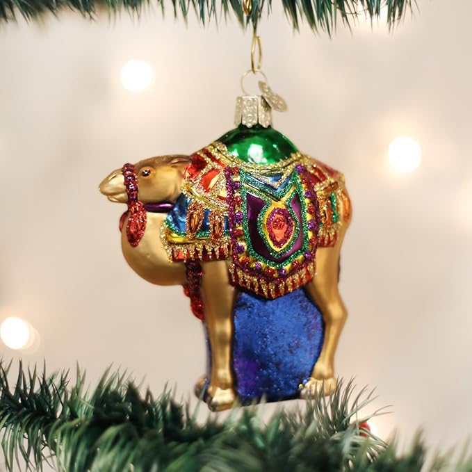 Old World Christmas Magi's Camel Glass Blown Ornament for Christmas Tree, Handcrafted Holiday Decoration, Religion Collection