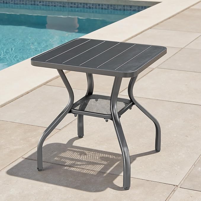 Rilyson Patio Tables Outdoor Coffee Table - Metal Side Tables End Table for Patio Proch Deck Balcony Garden Squre