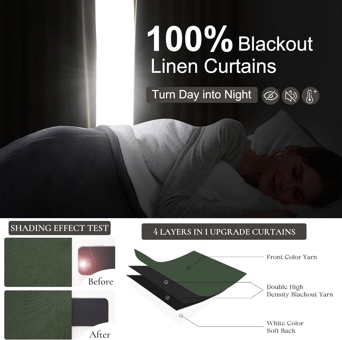 Olive Green Bedroom Curtains 84 Inch Length 2 Panels Set Burg,Pinch Pleated Decorative Blackout Drapes Thermal Insulating Window Boho Cottage Full Light Blocking Curtain Lined Linen Blend Sunroom Pine