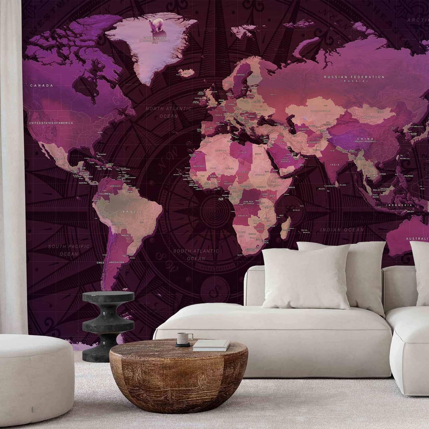 artgeist Premium Wall Mural World Map 98x69 in - XXL Non-Woven Wallpaper Fleece Wall Decor Photo Print Picture Image Design Home Map of The World k-A-0273-a-a