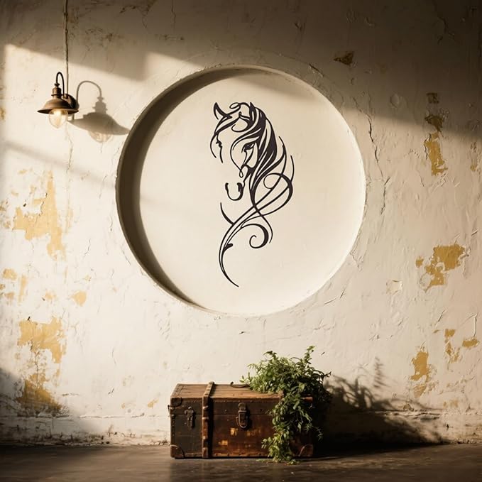 JBCHUCI Metal Horse Wall Art Decor - Western Equestrian Line Art & Dynamic Metal Wall Sculptures, Horse Wall Decor for Home Bedroom, Bathroom, Living Room (15.7x 7.2 Inch)