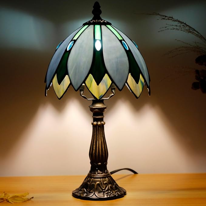 Table Lamp Base Replacement Only, Wide 4 Height 15 Inch, Fit for 6, 8, 10 Inch Tiffany Style Stained Glass Lampshade, Dark Bronze Finish,Resin, Push Switch On Cord(B (W4H15 Inch))