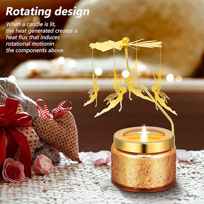 Girl with Wings Rotating Scented Candles Gift Set for Birthdays, Christmas, Thanksgiving, or As A Unique Present for Your Mom, Sister, Girlfriend, Colleagues, Friends, or A Dear Friend