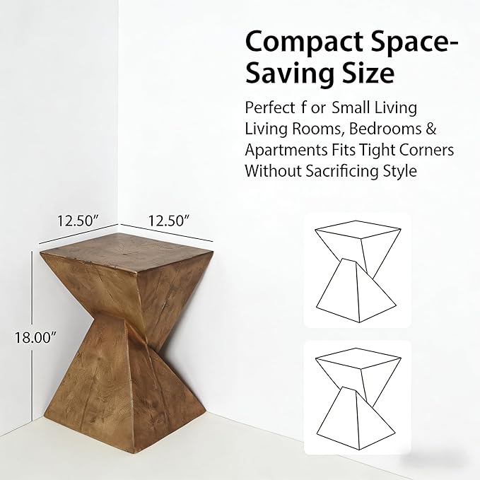 Modern Side Table with Geometric Design, Stylish Accent End Table for Living Room & Bedroom, Contemporary Black Accent Furniture for Home Decor (Natural)