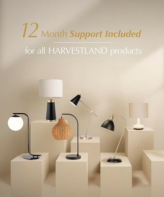 HarvestLand Pure 21” Table Lamps for Living Room and Bedroom – Farmhouse End Table Lamps for Nightstands or Sofa Side – Bedside Lamps, Decorative lamp, Living Room Lamps for end Tables