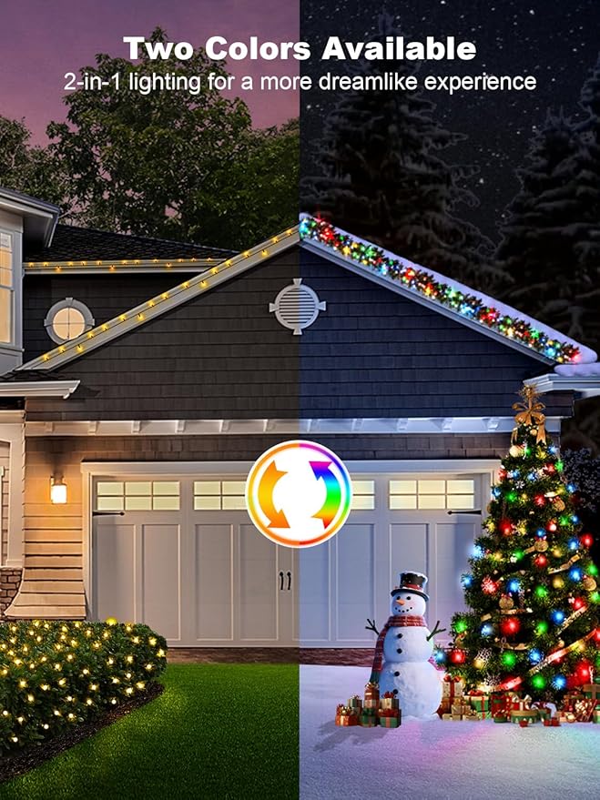 1000 LED Color Changing Christmas String Lights, 328FT Warm White Multicolor Outdoor Fairy Lights with Remote, Timer, Memory, 8 Modes, Waterproof Christmas Tree Lights for Bedroom Patio Party