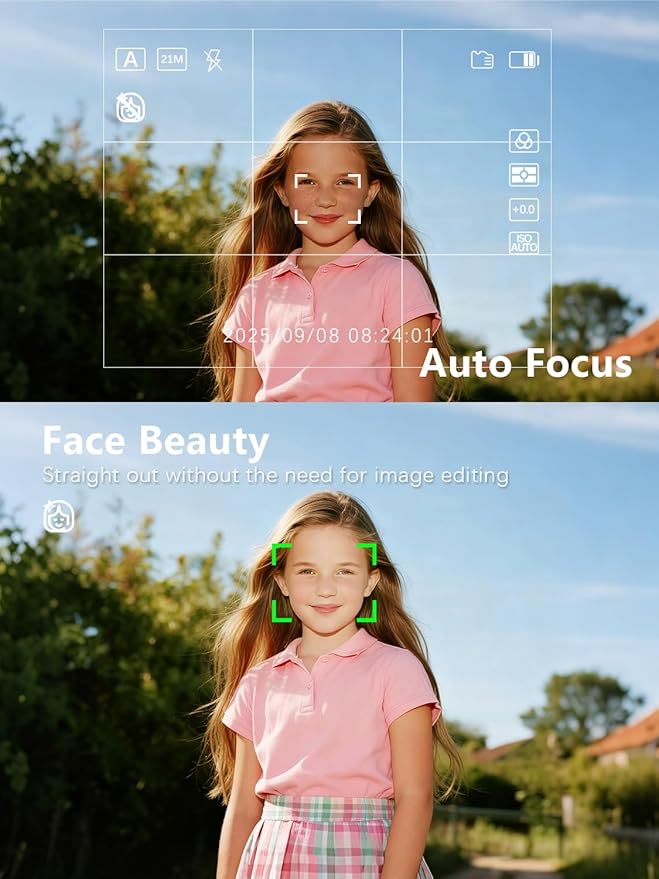 True 64MP Digital Camera 4K - 16X Zoom Autofocus, with Beauty & Macro Mode, 32GB TF Card, Compact Portable Vlogging Cameras for Photography Beginners Teens Adults (Black)