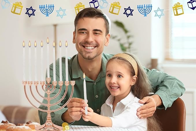 The Dreidel Company Frosted White Dripless Hanukkah Candles, (24-Pack) Deluxe 45 Chanukah Candles Decorative Box