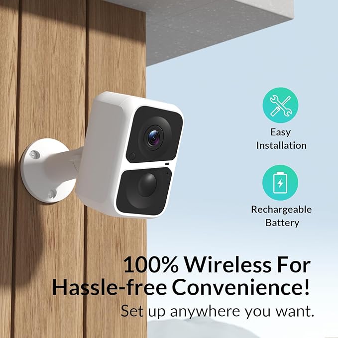 Vicohome 2K Battery-Powered WiFi Security Camera, Outdoor/Indoor with AI Motion Detection, Full Color Night Vision, 2-Way Audio, Spotlight & Siren, SD/Cloud Storage(32G Card Included)