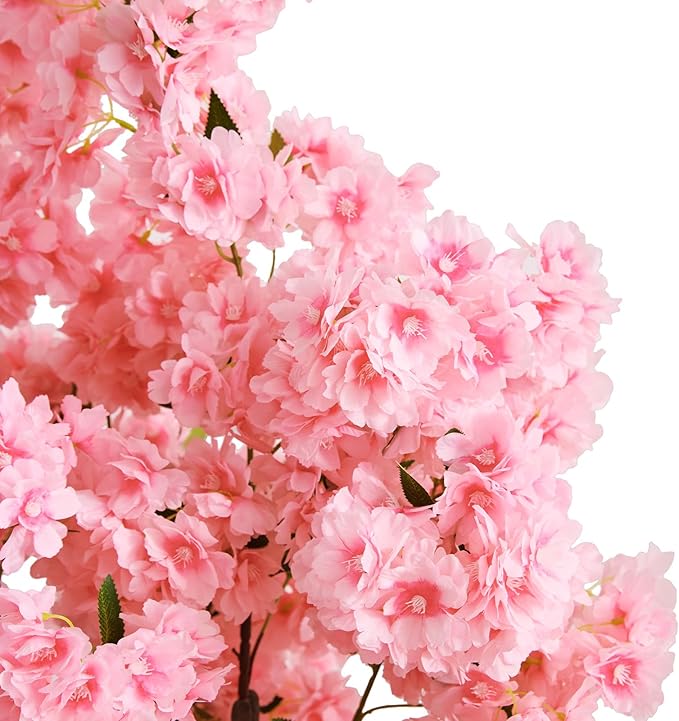Artificial Cherry Blossom Tree 5FT Tall Pink Fake Sakura Flowers Tree, Fake Plants Indoor Decor for Spring Living Room Home House Entryway Bedroom Office Inside Wedding Party Valentine's Day