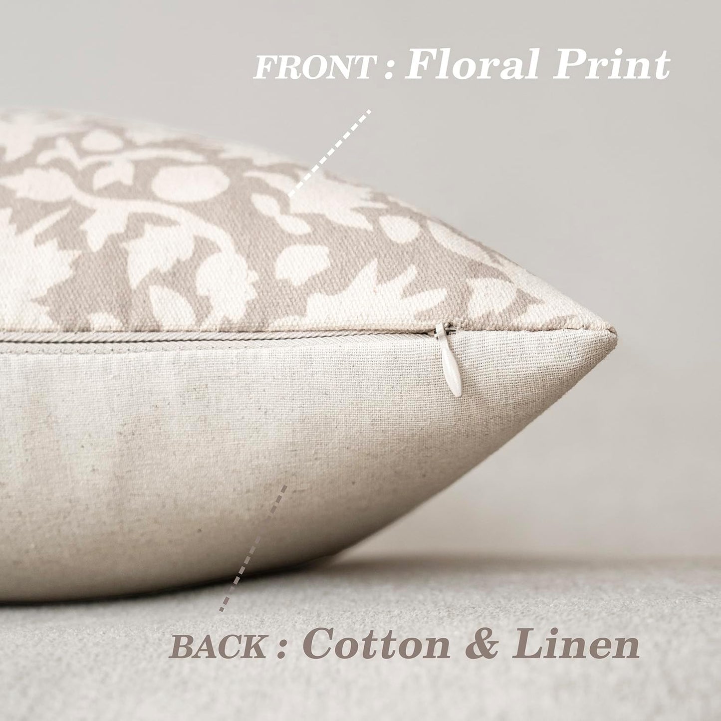 Foindtower Set of 2 Decorative Long Body Lumbar Throw Pillow Covers Accent Farmhouse Cushion Covers Boho Floral Pillowcase for Couch Sofa Bedroom Living Room Home Decor Outdoor,14×36 Inch,Ivory Beige