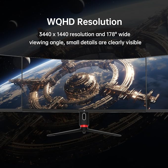 KTC 34 Inch Ultrawide Monitor, 180Hz WQHD 3440X1440 Curved Gaming Monitor, 1500R PC Monitor, HDR, FreeSync & G-Sync, HDMI, DisplayPort, VESA, Tilt Swivel Height Pivot Adjustment, H34S18S