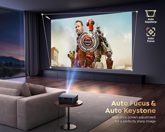 [1500 ANSI/Google TV/Voice Control]Smart Projector with WiFi 6 and Bluetooth, 4K Support, Outdoor Movie Proyector, 1080P Home Ceiling Auto Focus Projector, PUTRIMS K12 Gray