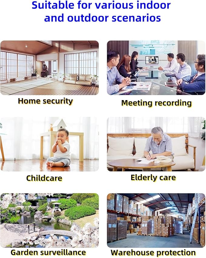 WYTIWYG -4K Clear WiFi Security Camera, Indoor/Outdoor Night Vision Monitoring Camera, Motion Detection, 32GB SD Card Support (no Memory Card Included) - Suitable for Home Office Security